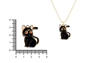 Dije Esmaltado Gatitos Negros Dorados Grandes x 5 unidades